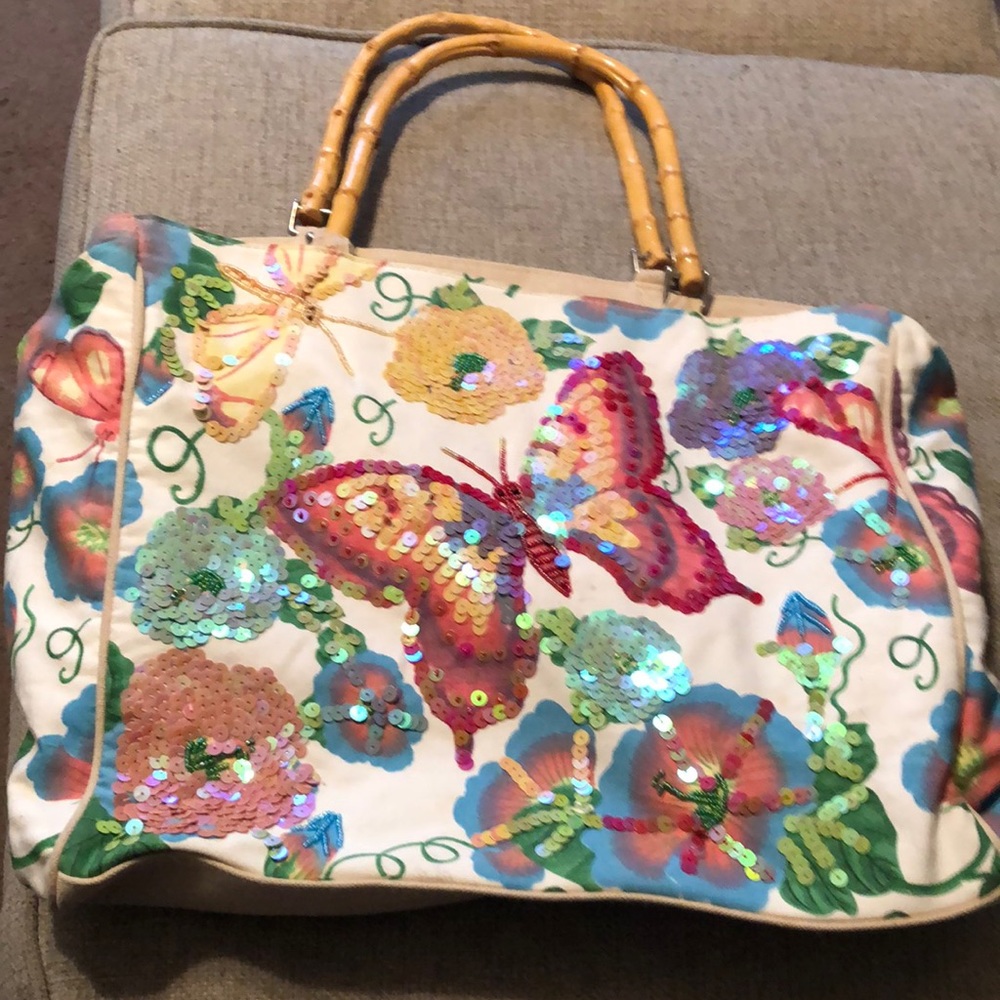 Sequined butterfly hold everything bag